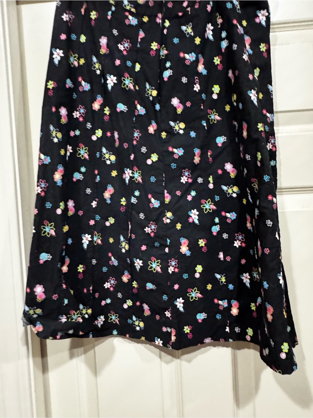 Christopher & Banks Black A-Line Skirt with Pink, Blue, Yellow Floral Print - Picture 1 of 4